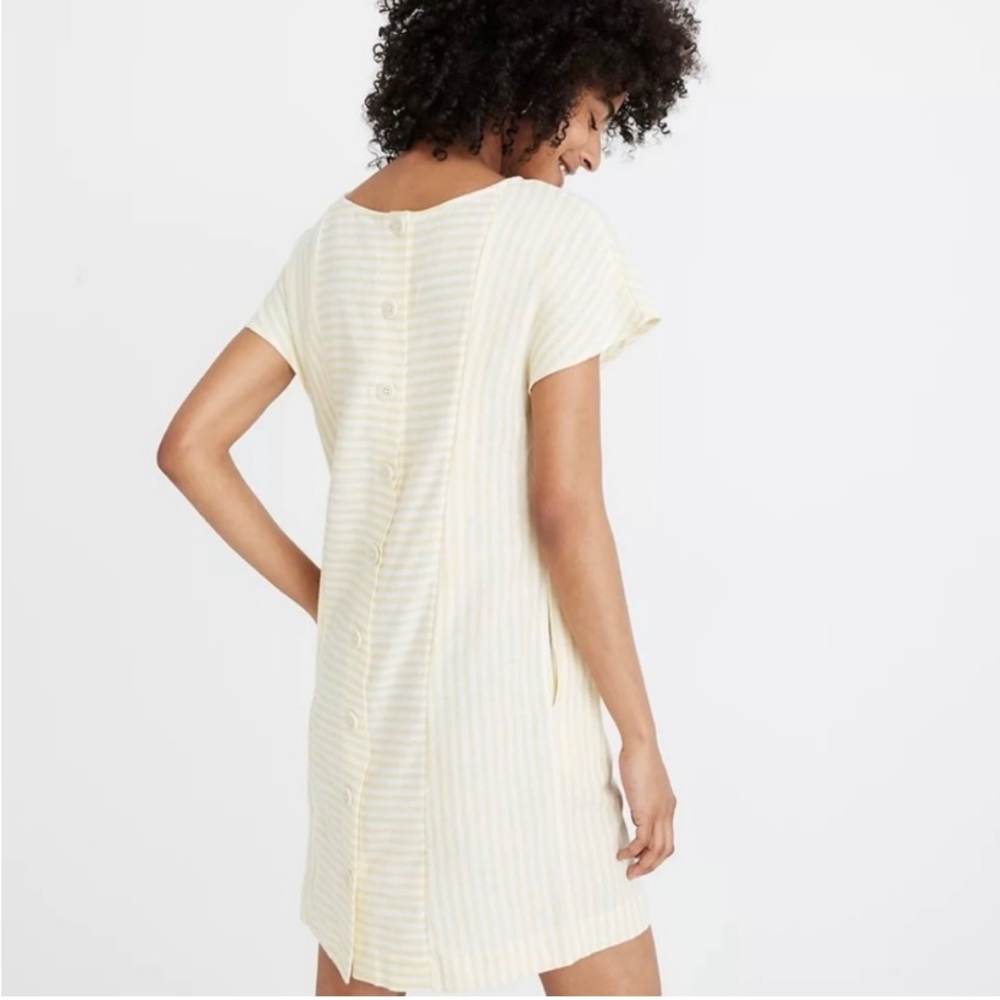 Madewell Summer Dress Mini Stripes Button Back Pockets